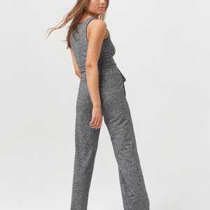 High Waist Hemp Trousers, Grey Yoga Lounge Pants image 6