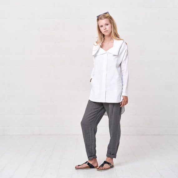 white wide collar shirt