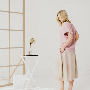 Cream Long Linen Skirt, High Waisted Linen Skirt For Women image 2