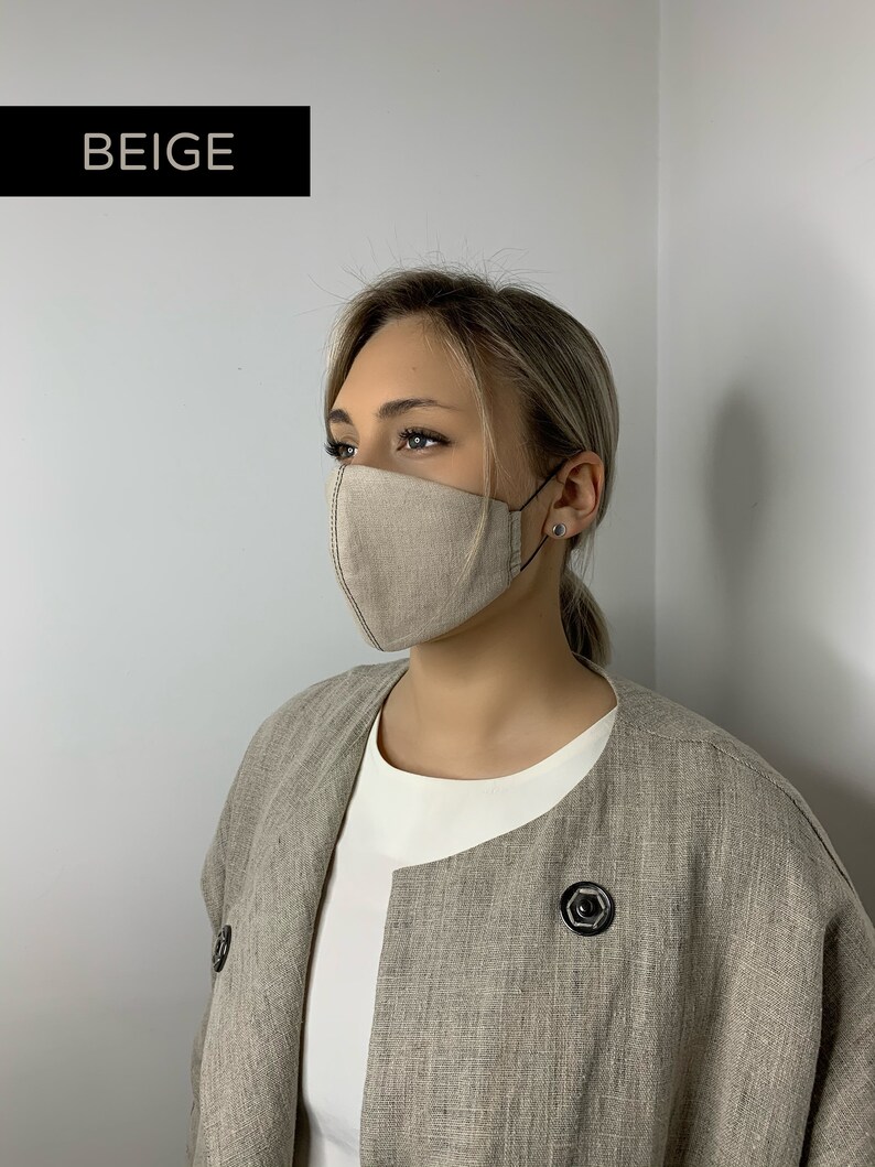 3 Piece Family Linen Face Mask Set Reusable Face Mask Etsy