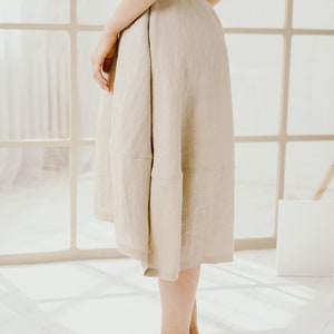 Cream Long Linen Skirt, High Waisted Linen Skirt For Women image 6