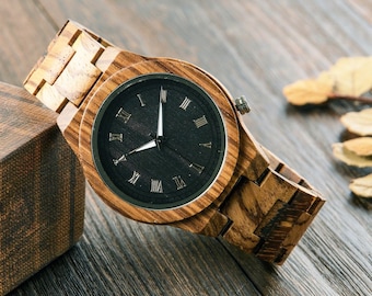 Herrenuhr mit Gravur, Holz Uhren Herren, Gravur Geschenke, Holzuhren Männer, Armbanduhr für Männer, Jubiläumsgeschenk, Geschenk für Freund