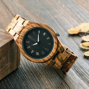 Wood Watch Engraved, Custom Watch for Men, Personalized Watches, 5th Anniversary Gift, Birthday Gift for Men, Wood Watch for Son