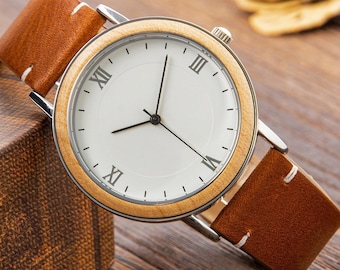 Damen-Holzuhr, individuelle Uhr für sie, personalisierte Uhr, Jubiläumsgeschenk für sie, Geburtstagsgeschenk für Mutter, Frau, Freundin