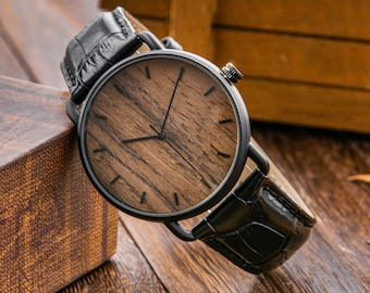 Cadeau de Noël pour lui, montre en bois, montre gravée, montre personnalisée, cadeau de Noël pour fils, cadeau personnalisé