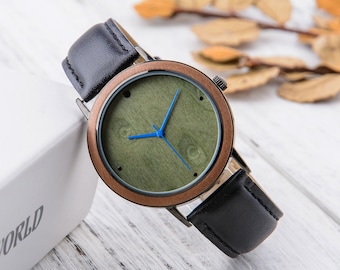 Engraved Watch, Wood and Steel Watch, Custom Watch for Men, 5th Anniversary Gift, Gift for Son from Parents, Personalized Gift for Him