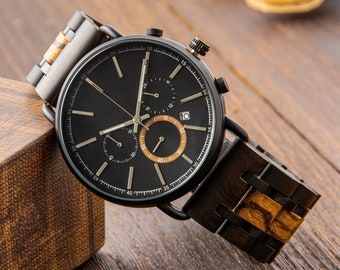 Reloj de hombre, Reloj personalizado para hombre, Reloj grabado, Reloj personalizado, Reloj cronógrafo, Regalo de aniversario para hombre, Regalo de Navidad