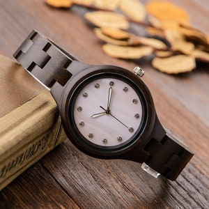 Women&#39;s Wood Watch, Custom Watch for Her, Personalized 5th Anniversary Gift Wife, Custom Wood Watch, Bridesmaid Gift Watches, Christmas Gift