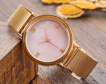 Montre en bois pour femmes, montre personnalisée, cadeau d'anniversaire pour elle, cadeau d'anniversaire pour mère