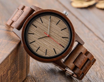 Benutzerdefinierte Uhr für Männer, Gravur Holz Uhr, personalisierte Uhr, Weihnachtsgeschenk für Sohn von Mama, Herren Gravur Holz Uhr