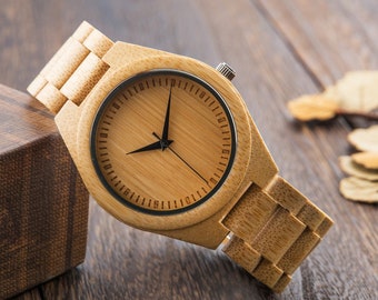 Wood Uhren Holz, Uhren mit Holz, Holzuhr Armband, Holz Herrenuhr, Geschenk für Ehemann Papa Männer, Bräutigam Groomsemen Trauzeugen Geschenk