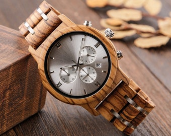 Custom Watch for Men, Engraved Watch, Wood Watch, Personalized Men's Watch, Anniversary Gift for Husband Boyfriend, Christmas Gift for Son