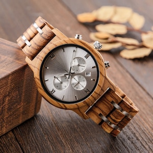 Custom Watch for Men, Engraved Watch, Wood Watch, Personalized Men&#39;s Watch, Anniversary Gift for Husband Boyfriend, Christmas Gift for Son