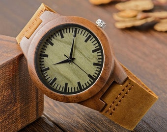 Montre en bois pour homme montre-bracelet en bois gravée sur mesure cadeau personnalisé pour lui cadeau d'anniversaire pour mari hommes cadeau d'anniversaire montre en bois