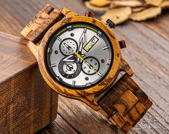 Reloj de madera, Reloj de madera para hombres, Reloj de madera para hombres, Reloj grabado para él, Reloj de madera personalizado, Regalo de aniversario para el novio del esposo