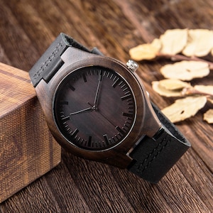 Engraved Watch, Custom Watch for Men, Wood Watch, Wooden Watch, Birthday Gift for Men Husband Boyfriend, Christmas Gift, Personalized Watch