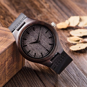 Custom Watch, Wooden Watch, Men&#39;s Wood Watch, Engraved Watch, Groomsmen Gift, Anniversary Gift for Husband, Personalized Watch for Him