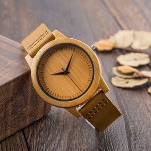 Engraved Wood Watch, Bamboo Watch,  Custom Watch for Men, Groomsmen Gift Watches, Gift for Boyfriend, Anniversary Gift
