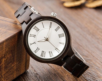 Reloj de madera personalizado para mujer, regalo de aniversario, regalo de cumpleaños, grabado personalizado, reloj de pulsera de madera, reloj informal para mamá, esposa, hija