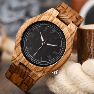 Wood Watch for Men, Engraved Wood Watch, Wooden Watch, Men&#39;s Wood Watch, Personalized Watch, 5th Anniversary Gift for Him, Father&#39;s Day Gift