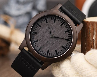 Uhr Holz Holzuhren Männer, Holz Armbanduhr Herren, Holzuhren für Männer, Holzuhr mit Lederarmband, Geschenk für Ehemann Freund