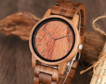 Wood Watch for Men and Women, Personalized Watch with Engraving Walnut Unisex Wood Watch, Anniversary Birthday Gift for Husband Wife