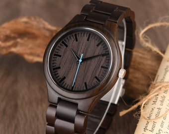 Reloj de madera para hombre, reloj personalizado, reloj de madera, reloj grabado, regalo de aniversario para él, regalo de cumpleaños para padre marido hijo