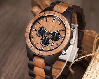 Montre gravée, montre en bois pour homme, cadeau d'anniversaire, montre personnalisée en bois gravée, cadeau pour le petit ami du mari