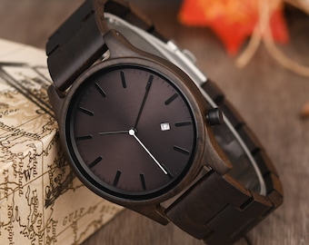 Montre en bois, montre sur mesure, montre en bois pour hommes, montre en bois, montre tout-aller, cadeau d'anniversaire, cadeau de Noël