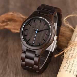 Houten horloge voor mannen, gepersonaliseerd horloge, houten horloge, gegraveerd horloge, jubileumcadeau voor hem, verjaardagscadeau voor vader echtgenoot zoon