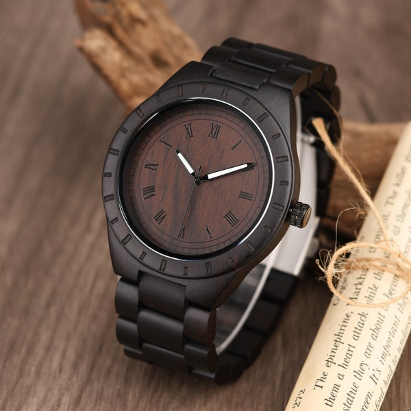 Men's Wood Watch, Engraved Wood Watch, Personalized Wooden Watch, Anniversary Gift for Husband Boyfriend, Father's Day Gift for Dad