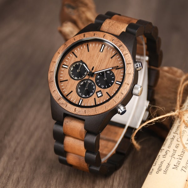 Mens Watch, Wood Watch for Men, Engraved Wood Watch, Personalized Watch, Anniversary Gift for Him, Father's Day Gift for Dad