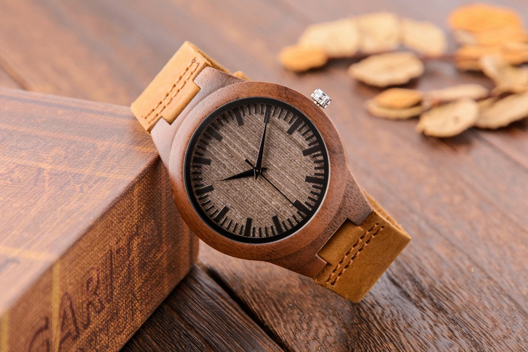 Custom Engraved Wood Watch Wooden Watch for Men Anniversary Gift