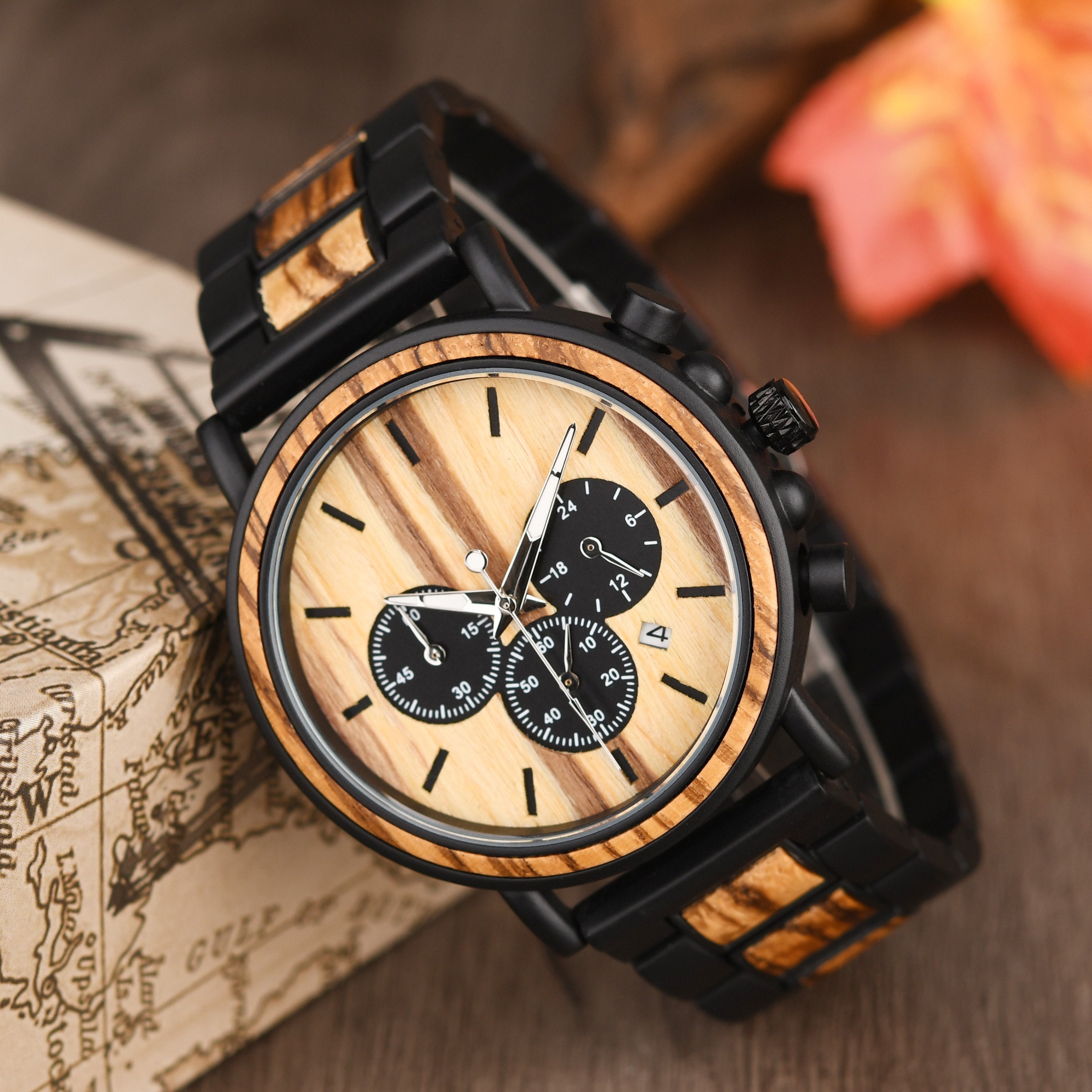 Polished Punteggiato Indian Ebony Wooden Watch
