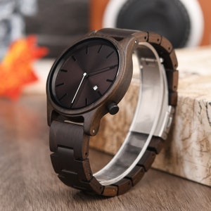 Montre en bois, montre sur mesure, montre en bois pour hommes, montre en bois, montre tout-aller, cadeau d'anniversaire, cadeau de Noël image 6