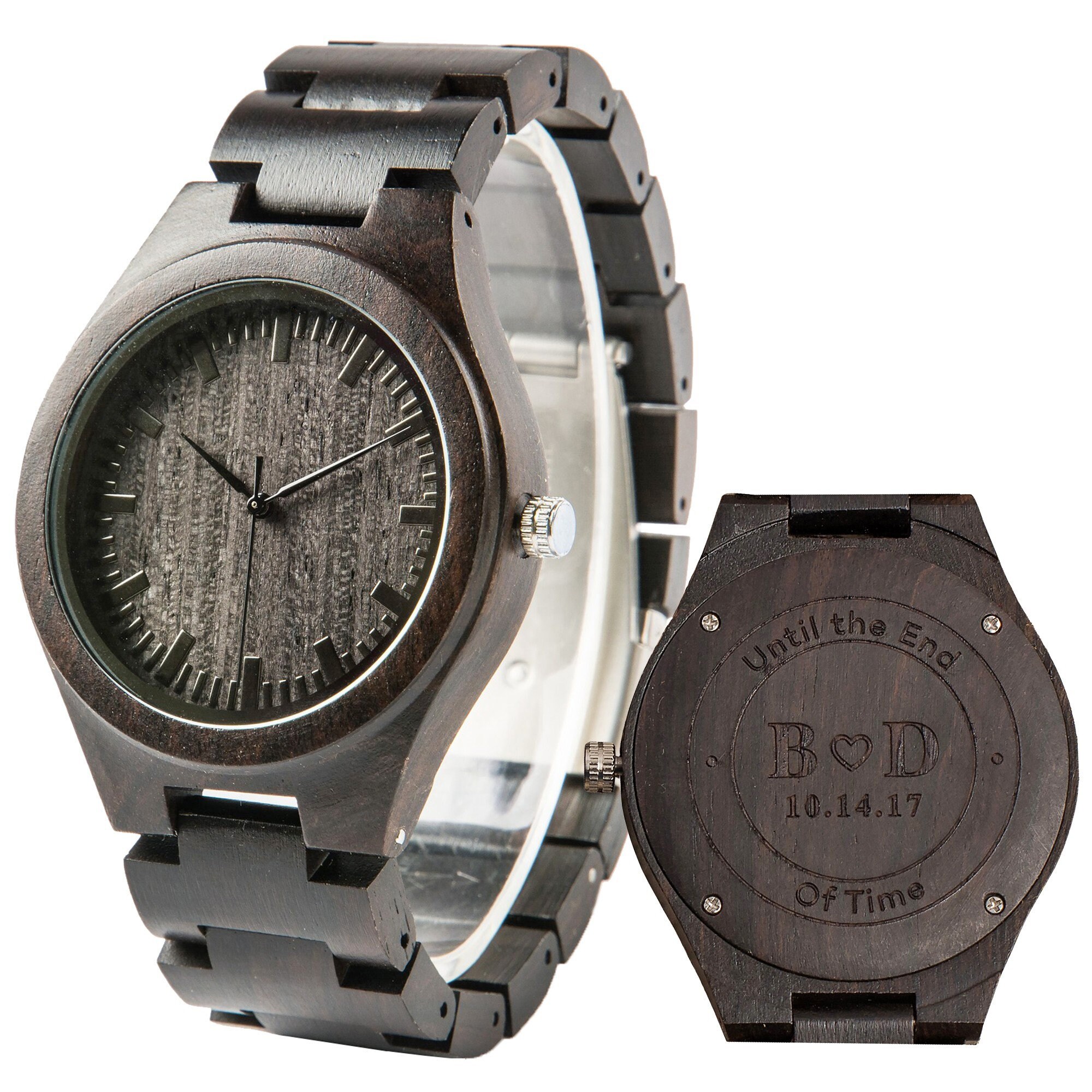 Engraved Watch Wooden Watch Custom Men's Watch Ebony Etsy