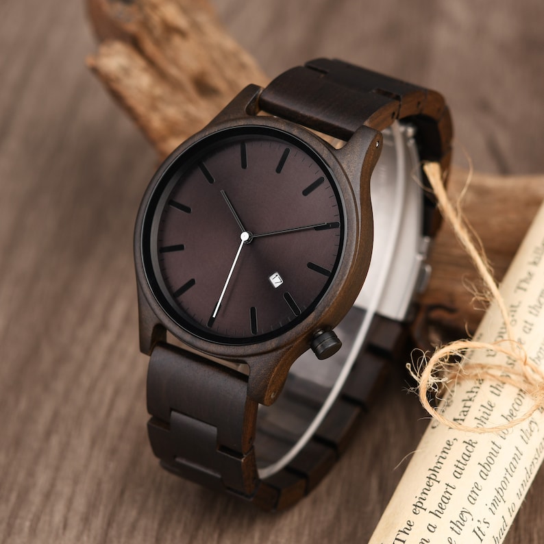 Wood Watch for Men, Personalized Wood Watch, Men's Watch, Anniversary Gift, Birthday Gift for Husband Boyfriend Son, Christmas Gift image 2