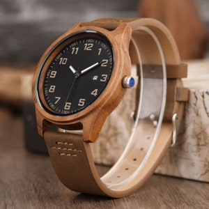 Reloj de madera para hombres, regalo de aniversario para él, reloj de madera grabado, reloj personalizado, regalo de cumpleaños, regalo para papá marido, regalo de padrino imagen 6