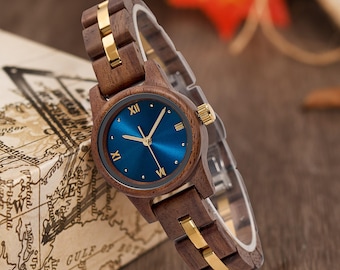 Reloj de madera para mujer, regalo del Día de la Madre, regalo del quinto aniversario, regalo de cumpleaños personalizado para esposa, regalo de aniversario de Navidad para ella.