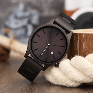 Montre en bois, montre sur mesure, montre en bois pour hommes, montre en bois, montre tout-aller, cadeau d'anniversaire, cadeau de Noël image 4