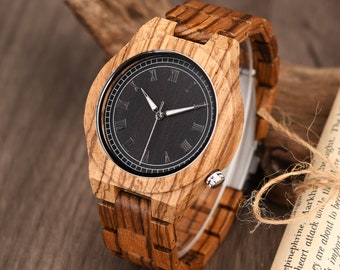 Custom Wood Watch, Engraved Watch, Wooden Watch, Men's Wood Watch, Personalized Watch, Anniversary Gift for Him, Birthday Gift Husband