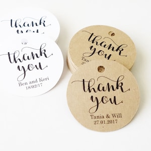 Personalised Thank You Tags 1.8" ~ Wedding Tags ~ Round Kraft Tag ~ Customised Gift Tags ~ Engagement Party Favor