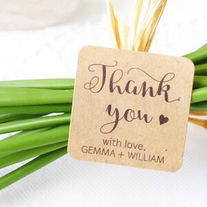 Personalised Thank You Stickers Square Sticker 33mm X 33mm Kraft