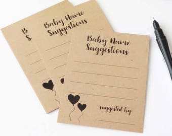 Baby Name Suggestions Kraft Cards - Baby Shower Games - Baby Name Cards - Baby Boy Girl - Fun Party Activity