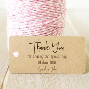 Personalised Thank You Tags 1.8" ~ Wedding Favour Tags ~ With Love Tags ~ Gift Tags ~ Engagement Party Bomboniere