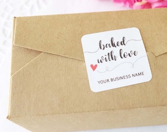 Baked With Love Sticker - Handmade Sticker - Custom Business Labels - Product Labels - Etsy Shop Label - Product Packaging - Stationery