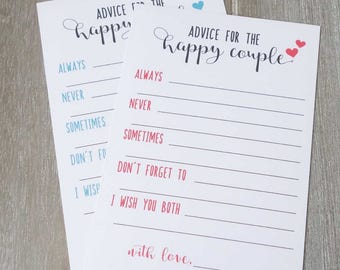 Wedding Advice Cards (Set of 40) - Advice for Happy Couples - Wedding Cards - Guest Book - Wishing Well