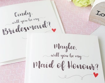 Will You Be My Bridesmaid Card - Maid of Honour - Flower Girl Card - Greeting Cards - Wedding Party Card - Thank You Card