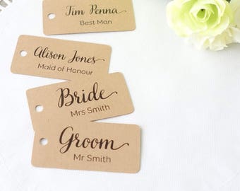 Wedding Name Tags + Table Number - Customised Place Cards - Engagement Party Favour - Personalised Thank You Tags - Escort Cards
