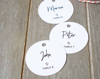 Personalised Name Tags + Table Number - Place Cards - Custom Wedding Gift Tag- Party Favour - Escort Card - Customised Card